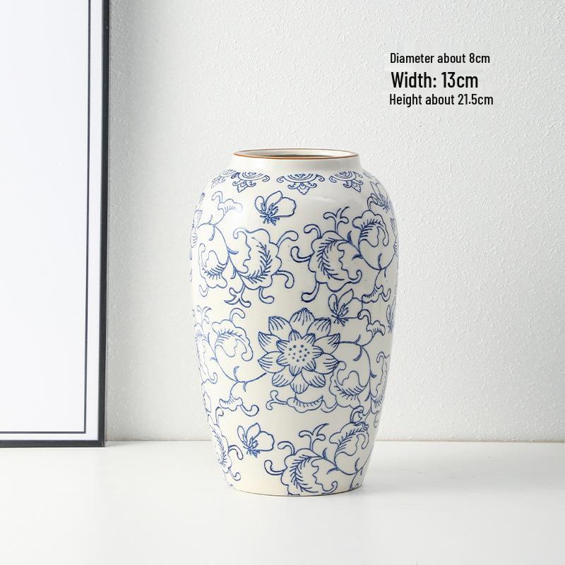 Blue & White Retro Porcelain Vase - Luxury Ceramic Home Decor