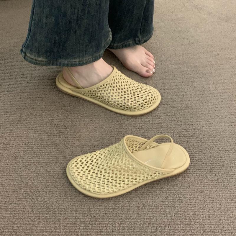 Fashion Mesh Hollow Woven Toe Sandals for Women for Summer Wear New Style with Back Straps and Soft Soles for Beach Roman Shoes
