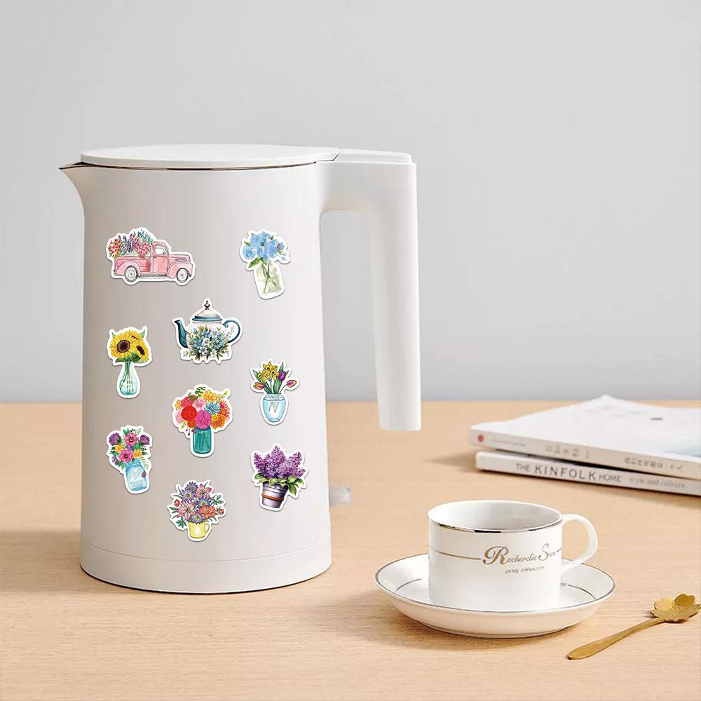 50PCS Various Flower Graffiti Stickers Valentine's Day/Anniversary Gifts/Phone Cases/ Skateboards/Notepad Decorative Stickers