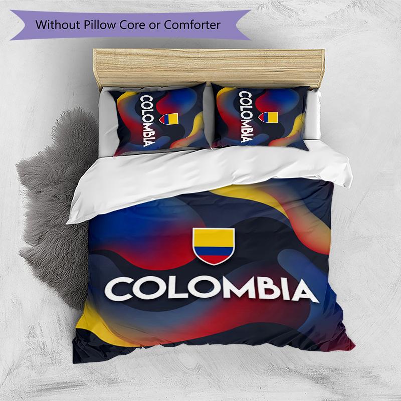 Colombia Football Printed Bedding 3 Piece Set Cozy Breathable Bed Cover Set As Housewarming Holiday Gift