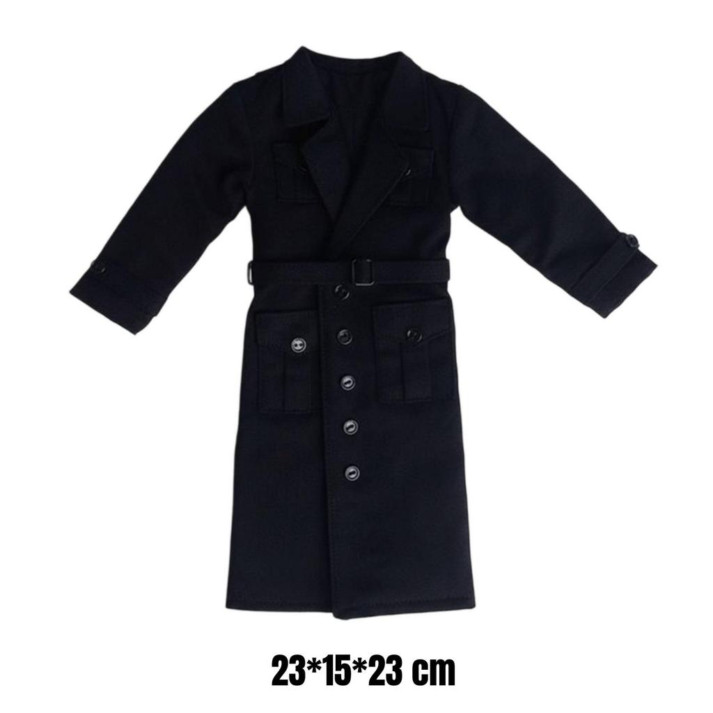 1/6 Scale Trench Coat Waist Belt Black Figure Outerwear
