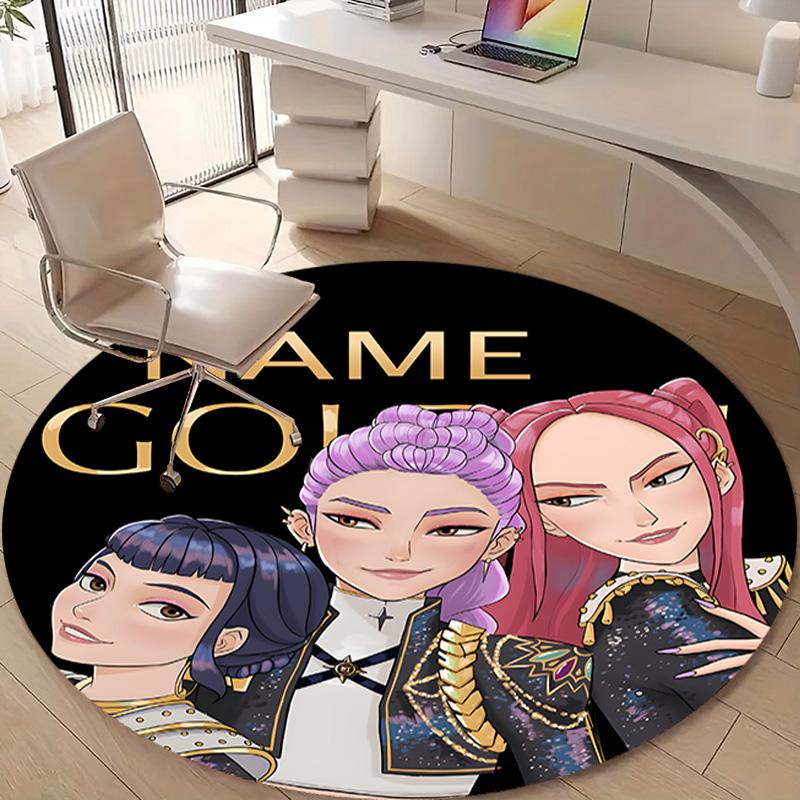 Personalized K-KPop Demon Hunters Round Chair Office Rug - Perfect for Mat, Office Chair & More - Ideal Gift for Birthdays and Holidays