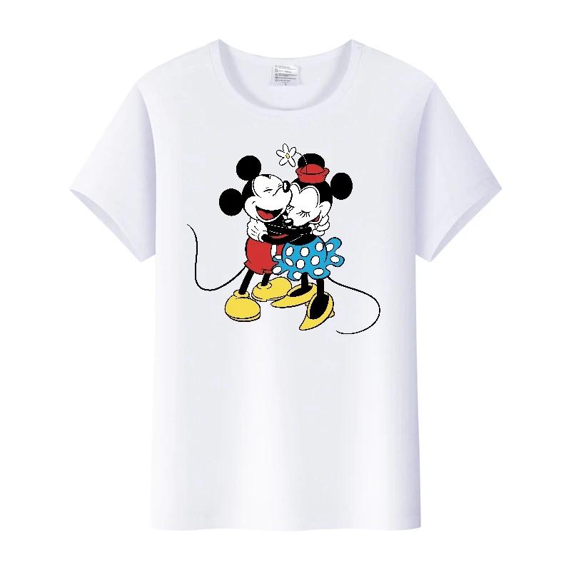 Fashion Disney Cartoon Men Tshirt Female Tops Summer Women Short Sleeve T-shirt Gothic Tee Ladies Mickey Mouse Graphic Clothes
