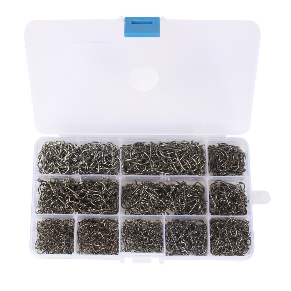 1600 Pcs/set Fishing Hook High Carbon Steel Barbed Perforated Fish Hook Fishing Accessories