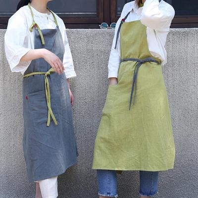 Tablier Sans Manches en Coton et Lin Style Japonais