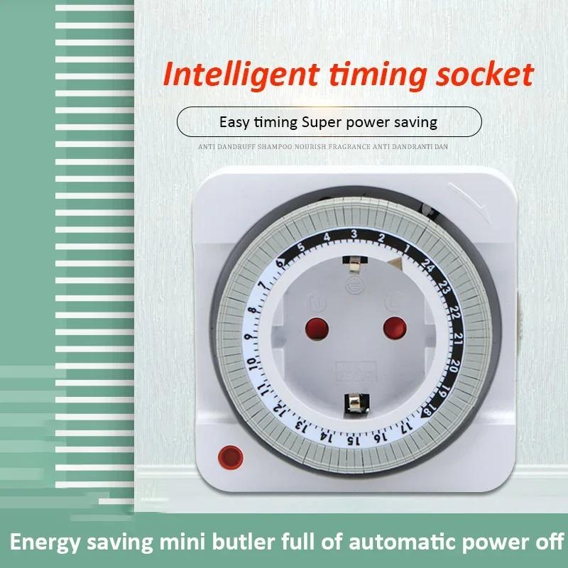 EU Plug Indoor Mechanical Timer Switch 24 Hours Auto Power-off Smart Countdown Cycle Timing