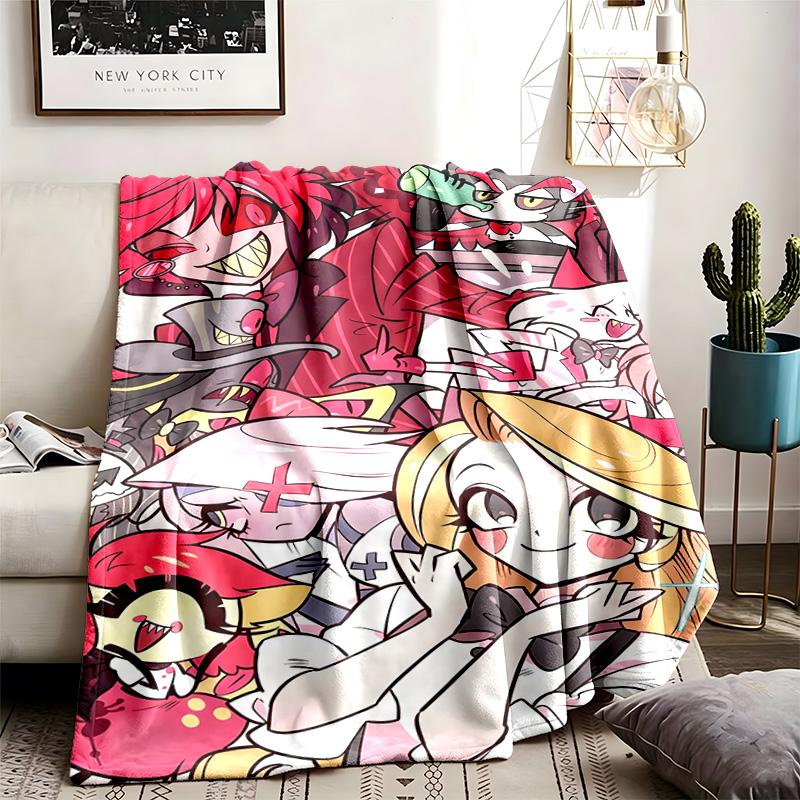 Hazbin Hotel Theme Blanket Suitable For The Sofa Camping And Travel Made Of Soft Flannel Material An Ideal Gift For Occasions Such As Birthday