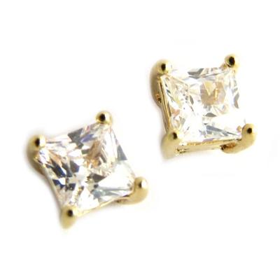 [N7251] - White Gold 'Essentiel' Gold Plated Earrings - 4 Mm