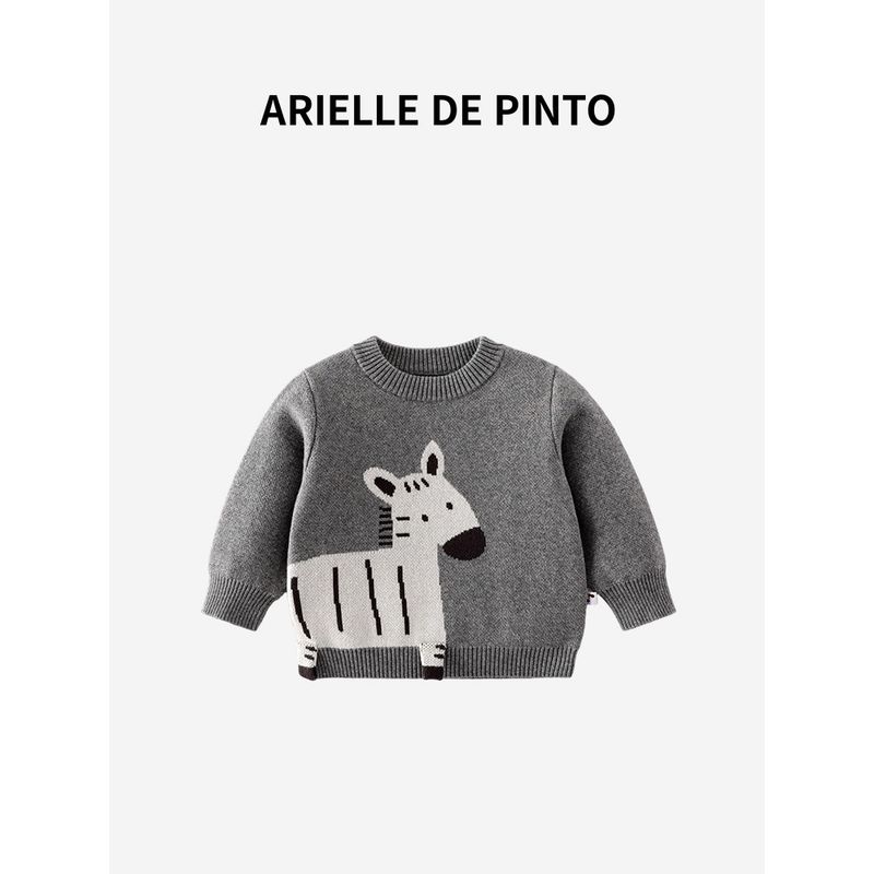 French Arielle De Pinto Knitted Sweater for Boys and Girls, Autumn and Winter Style, Korean Version, Pony Pullover, Core Yarn Jacquard