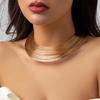 Übertriebene mehrschichtige Metalldraht-Torques Choker-Halskette für Frauen Punk Verstellbare offene Manschetten-Kette Grunge-Schmuck Steampunk Männer