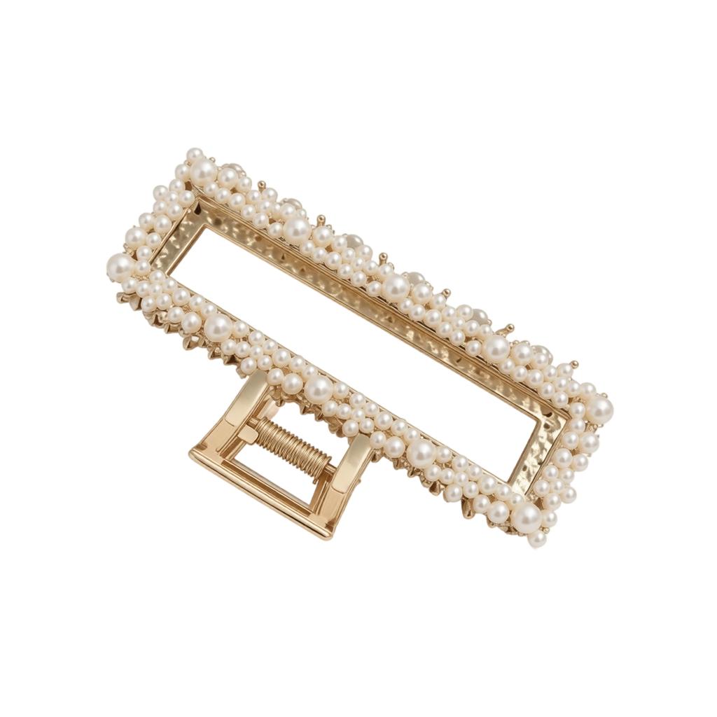 Large Hair Clip Metal Hair Claw with Decorative Round Embellishments Durable Hair Accessory for Secure Updos and Styling