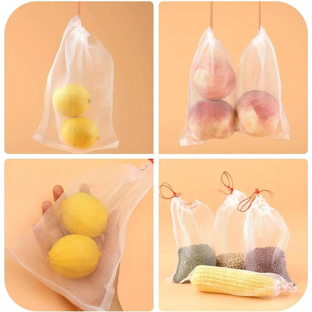 10pcs Fruit Protection Netting Bags, 30cm X 20cm with Drawstring, Garden Barrier for Protecting Fruits, Grow Bags for Plants