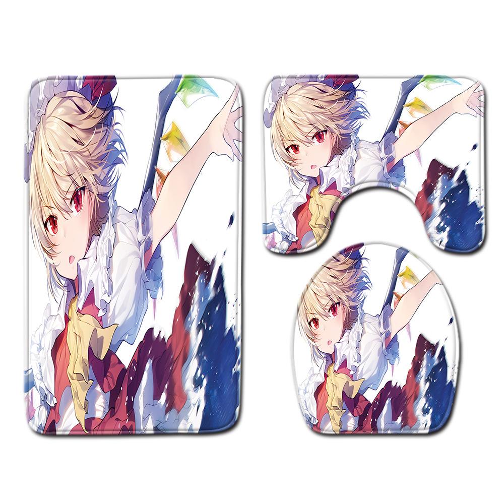 Animation Bathroom Floor Mat Three-Piece Bathroom Carpet Toilet Mat Set Door Mat Bathroom Non-Slip Mat