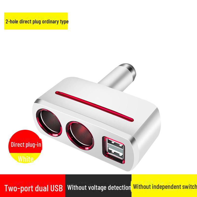 Car Multi-Function Socket & Charger Adapter: 1-to-3 Cigarette Lighter, 1-to-2 Power Distributor Plug