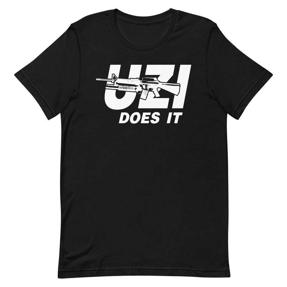 UZI Does It Черная футболка с графическим принтом Унисекс футболка Унисекс футболка S