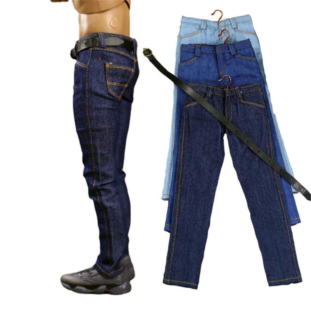 1/6 Scale Soldier Classic Jeans & Belt Model Toy for 12'' Male Action Figure Body Accessories