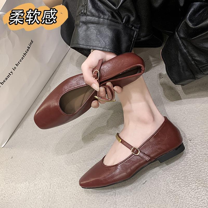 2025 New Women's Shoes Flat-bottomed Evening Wind Shallow Mouth Single Shoes Women's French Soft French Spring Retro Mary Jane Women's Shoes