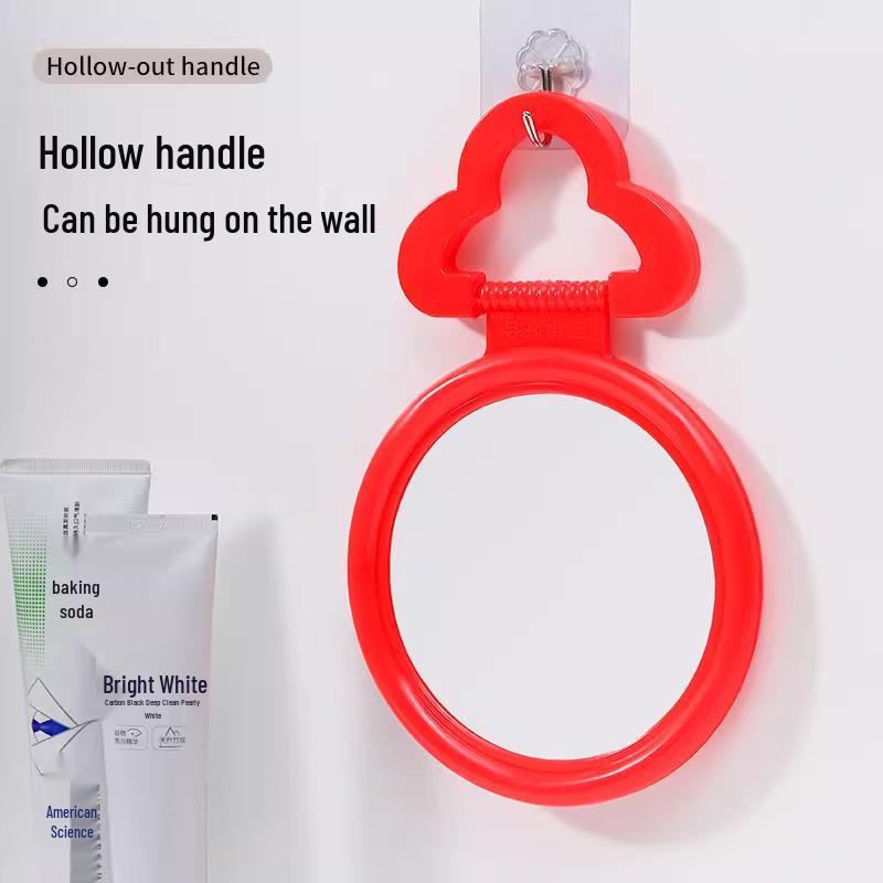 Vintage Wall-Mounted Makeup Mirror: Red Bride-Handheld Table Mirror for Bedroom or Wedding Dowry