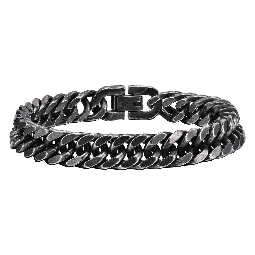 Stylish Double Curb Chain Bracelets for Men Boys,8/10/12/15mm Stainless Steel Miami Link Wristband,Punk Jewelry Gifts