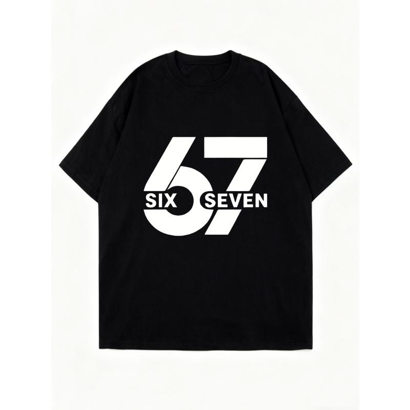 Oversized T Shirt Black 67 Six Seven Graphic Print Casual Streetwear Fashion Top For Women Summer Outfit