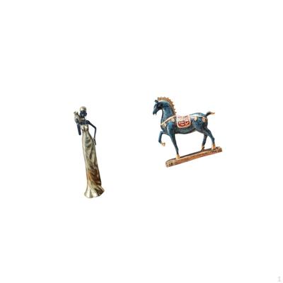 Elegant African Lady And Majestic Horse Sculpture Figurine Decor for Living Room Desk Bookcase Hotel