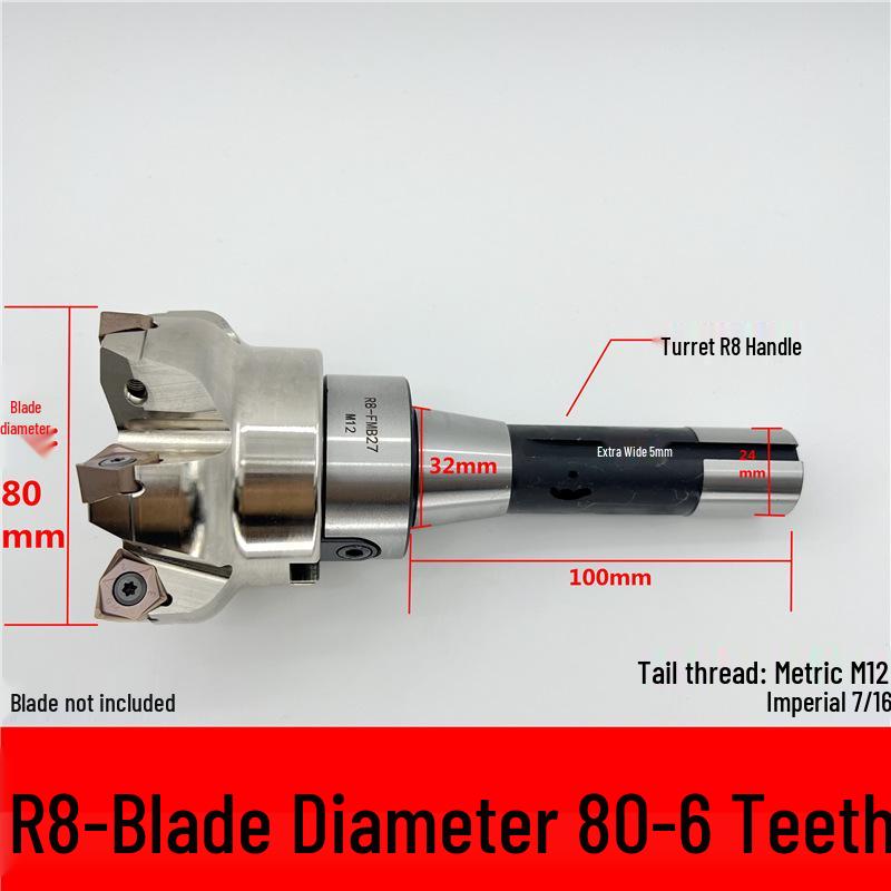 MFWN90 High-Speed Hexagonal Heavy Cutting Milling Cutter with Double-Sided Insert, Morse Taper 4 Turret R8