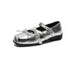 Mary Jane silver bow small single shoes women's 2025 new skirt French light mouth flat ballet shoes single shoes