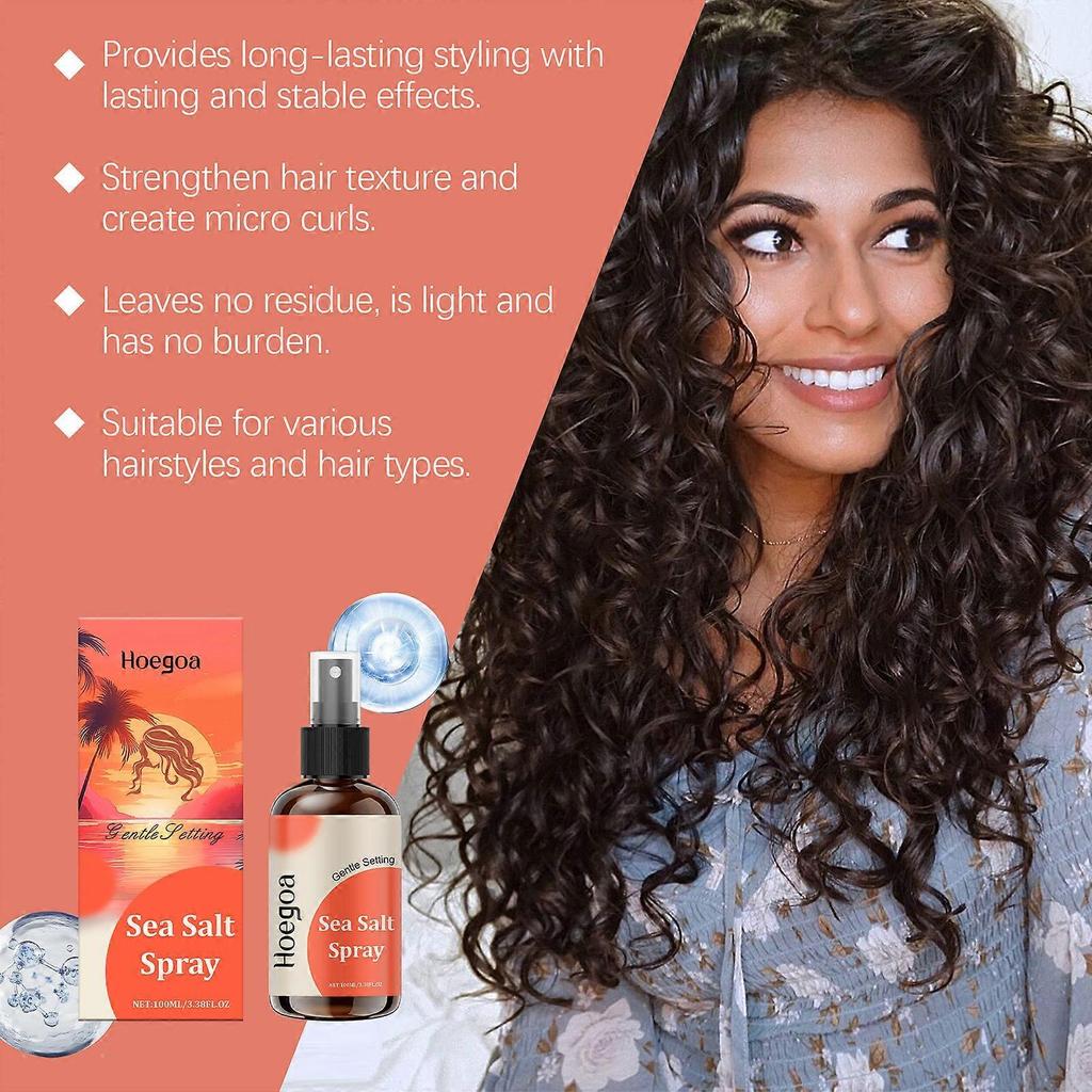 Hoegoa Sea Salt Hair Styling Spray, Sea Salt Elastic Curl For Easy Styling And Stylish Curls