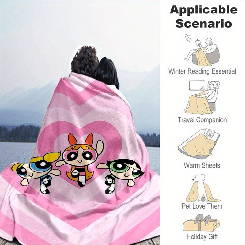 1pcPowerpuff Plush Throw Blanket - Soft and Cozy for All Seasons, Makes a Gre