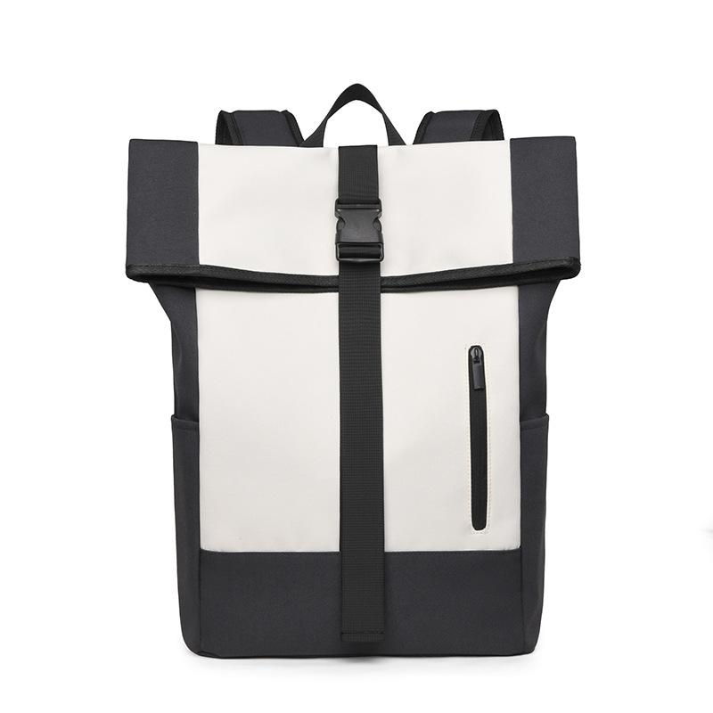 New backpack station roll mouth backpack men s business leisure schoolbag roll top roll cover