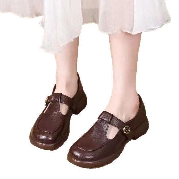 Foreign-style Single Shoes Women's Autumn 2025 New Soft-soled Flat-soled Versatile Shallow Mouth Work Leather Shoes Women's Round Head Shoes