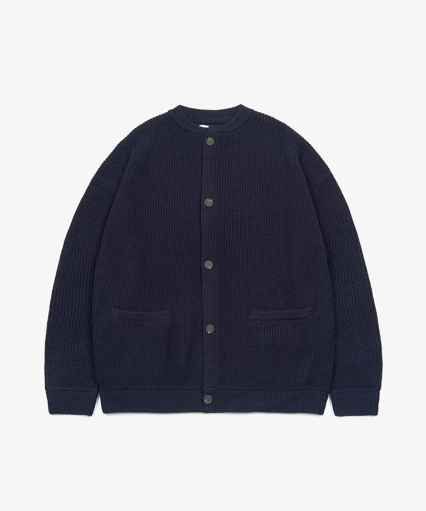 Toffee Oversized Round Neck Knit Cardigan (Navy)