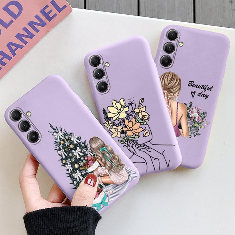 Flower Girls Soft Silicon Case For Xiaomi Redmi Note 13 Pro 13C 14 Samsung A35 A55 M35 S24 Huawei Honor 200 iPhone Camera Protective Shockproof Cover