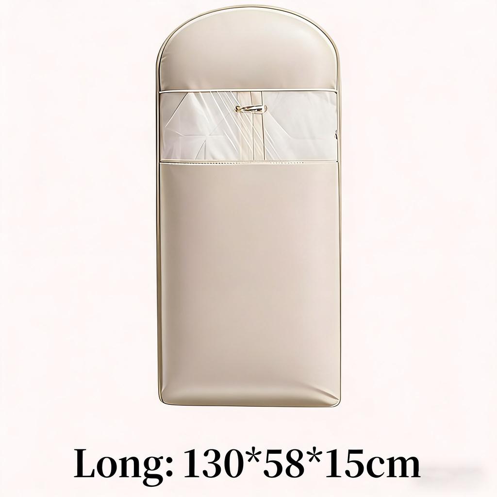 Cost-Effective Beige Compression Hanging Bag, 40% Space-Saving Vacuum Seal, See-Through Luxury Storage with Durable Zipper
