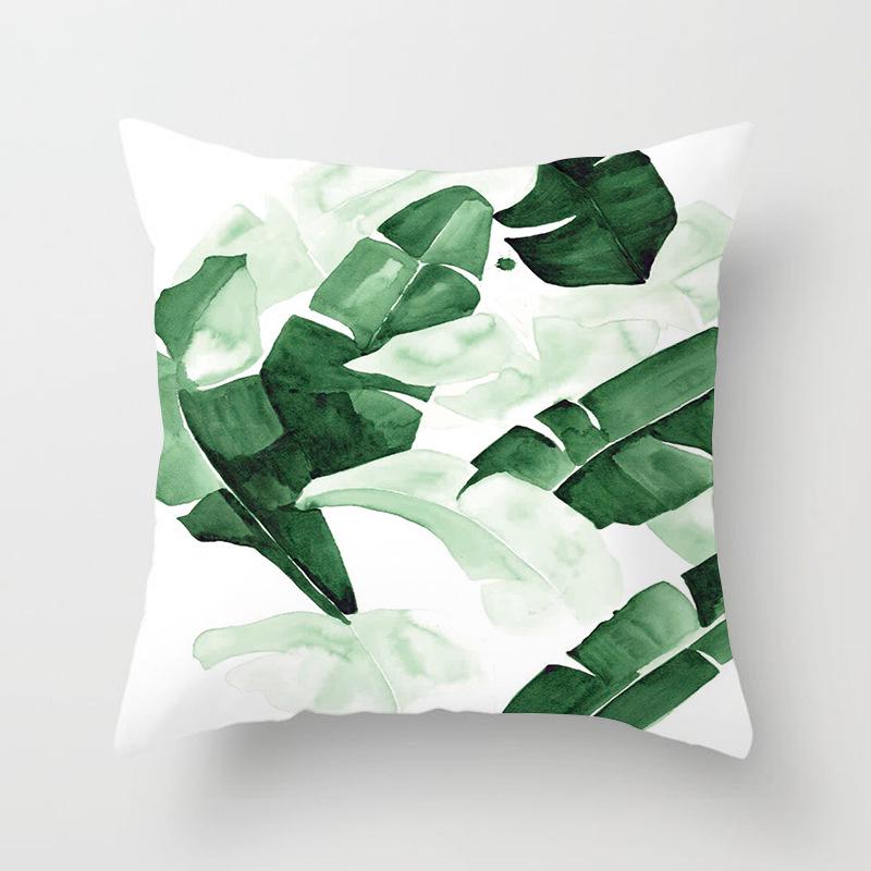 Ins Small Fresh Plant Car Sofa Pillow Cushion Cover Office Printed Lumbar Cushion Home Supplies