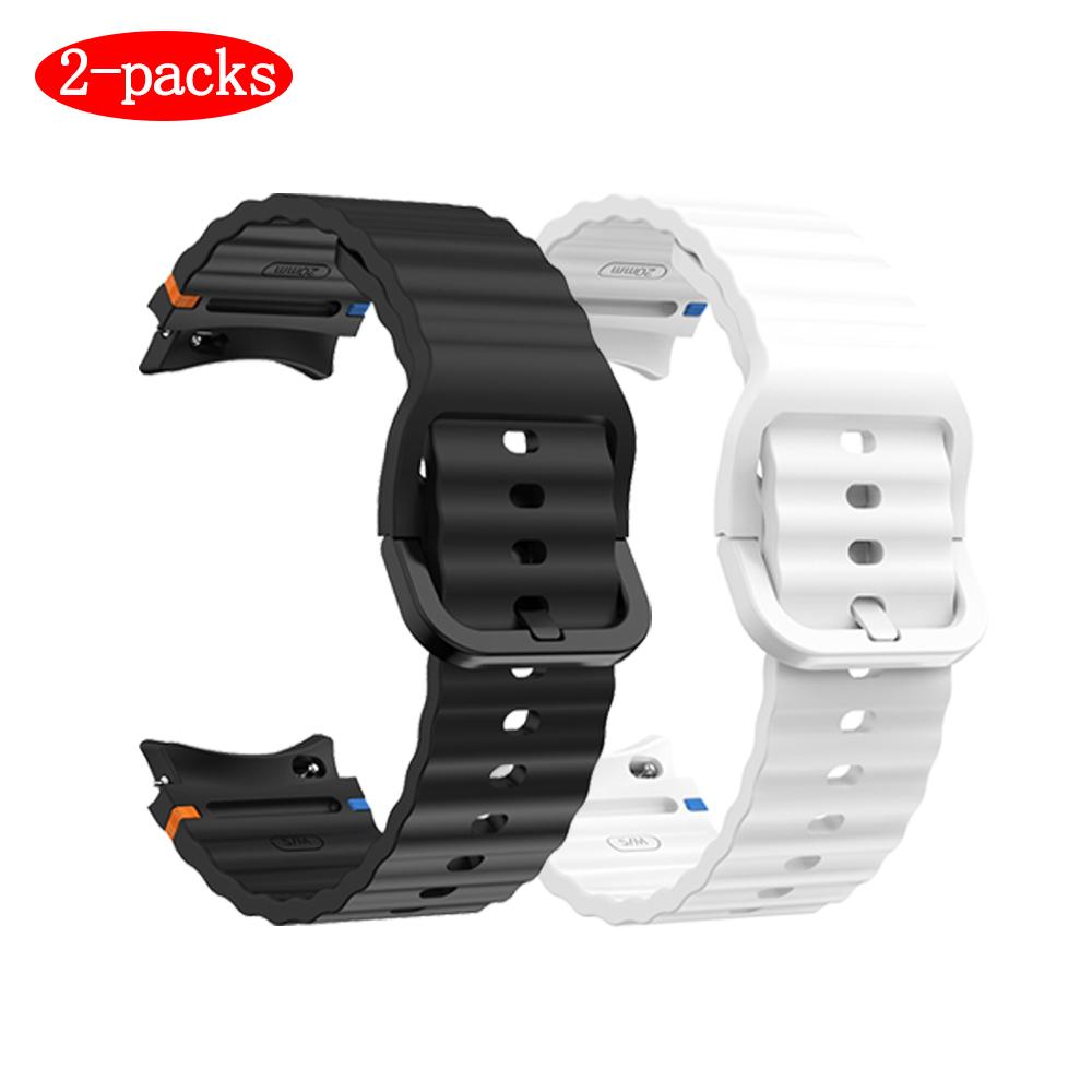 2Packs Suitable for Samsung watch7/FE wave stitched color buckle silicone strap Suitable for Samsung watch6/5/4 strap