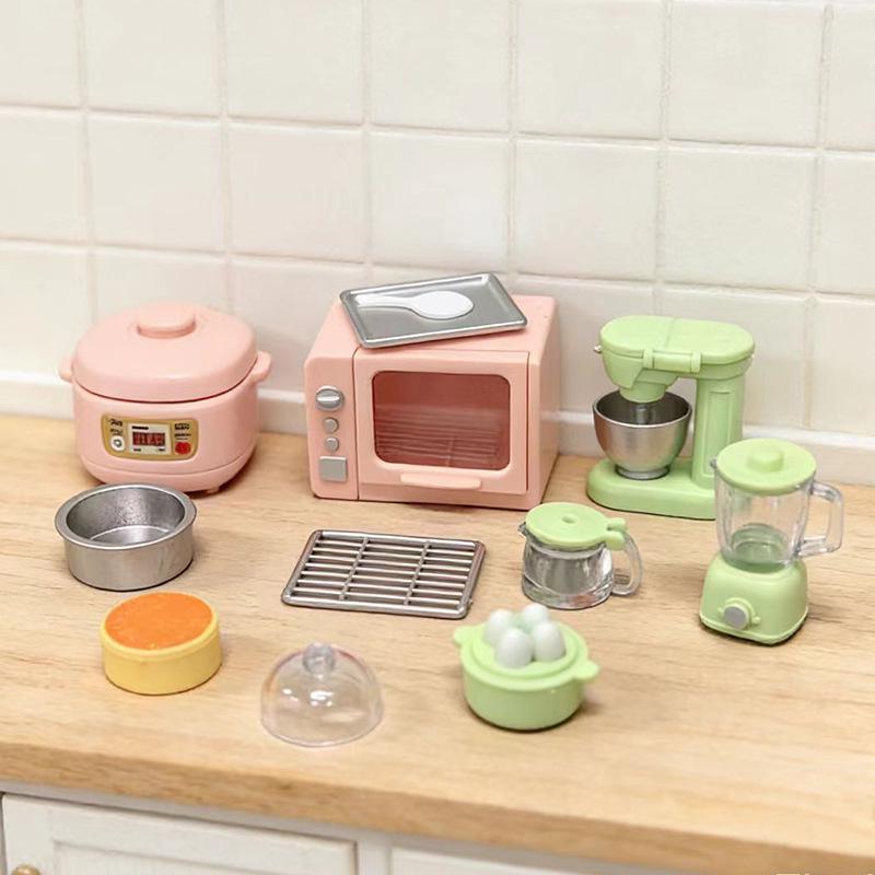Dollhouse Miniature Kitchen Set: Oven, Rice Cooker & Egg Beater