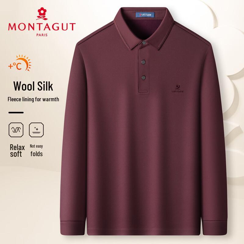 MONTAGUT Men's Lamb Wool Silk Blend Polo Shirt