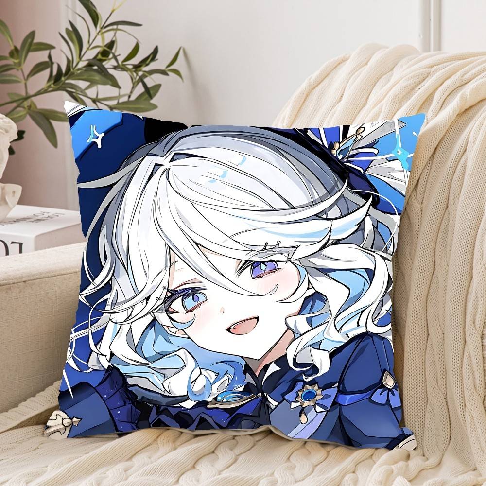 Cute F-Furina G-Genshin Impact Pillow Case Cushion Cover Soft Cute Throw Pillow Case For Car Sofa Pillowcase Polyester