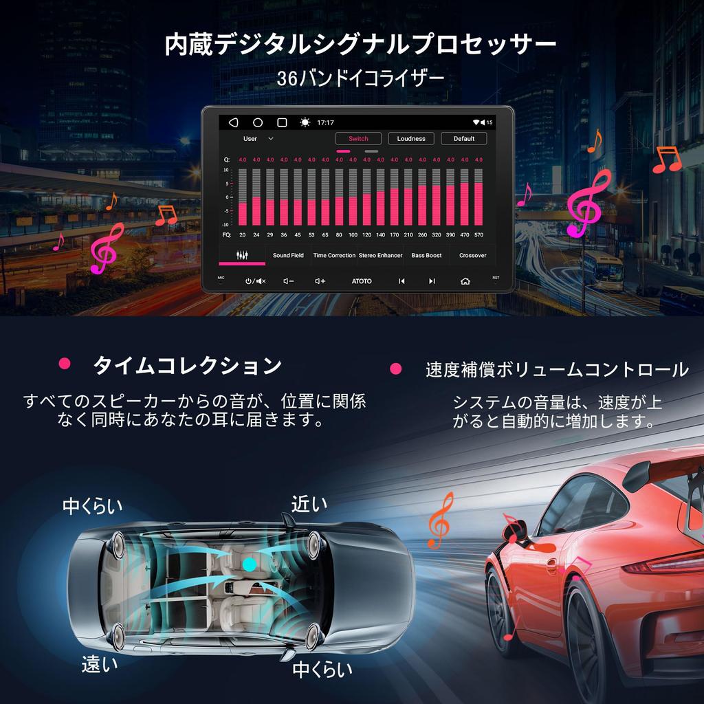 ATOTOZONE A6PL QLED Android Auto-Navigation 4G LTE 2DIN Display 4GB RAM 64GB Kabelloses Dual-GPS HD Android-Navigation 9-Zoll-System, Integriertes Audio,