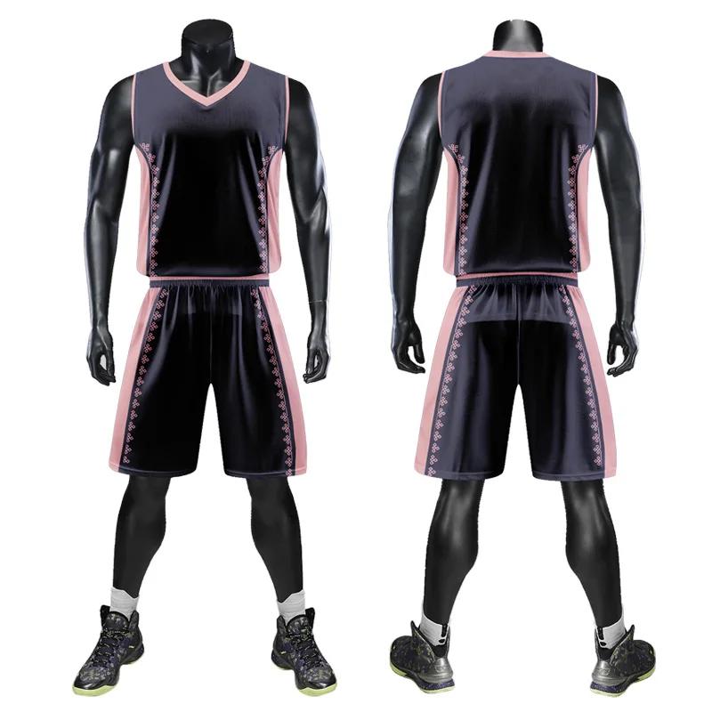 Custom Personalized Digital Print Mens Basketball Shirt Polyester Mesh Summer Breathable Basketball Jersey Set With Name WMS14