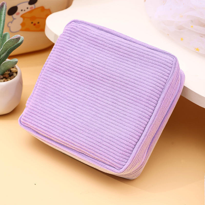 Fashion Makeup Lipstick Sanitary Napkins Case Mini Cosmetic Storage Pouch Women Corduroy Small Ins Travel Organizer Bags