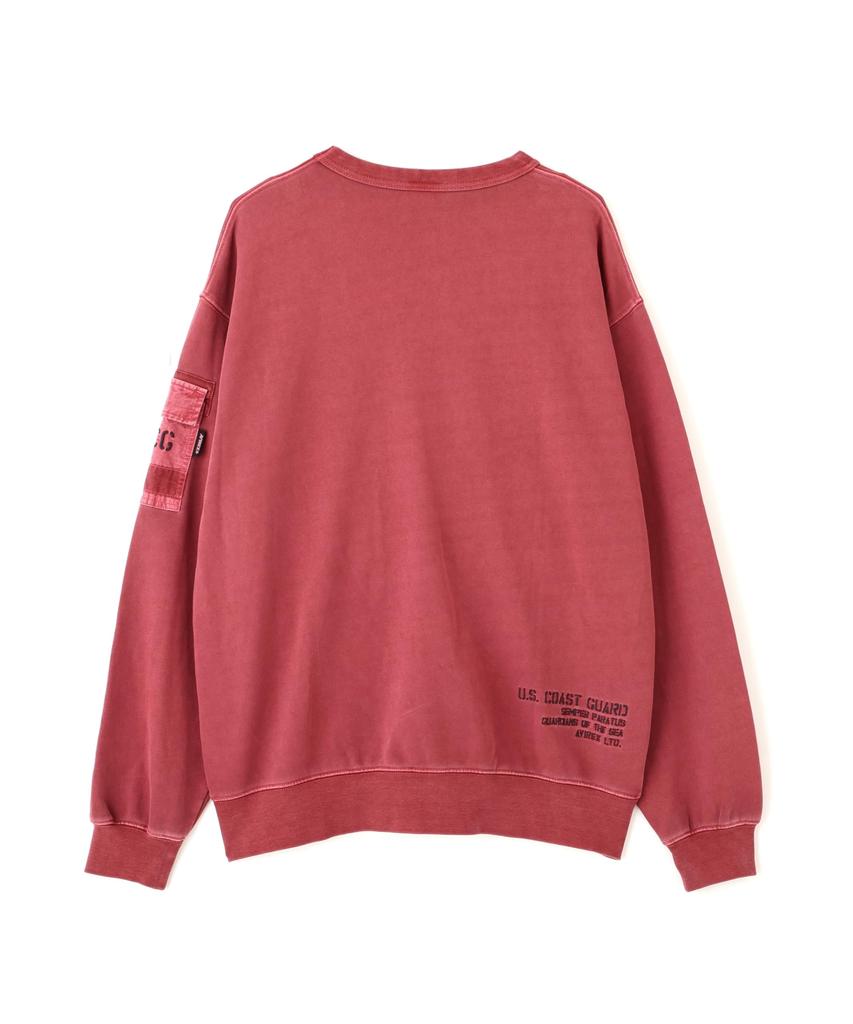 AVIREX FADED MIL.POCKET CREWNECK SWEAT Men's M 415 Burgundy 783-6132001