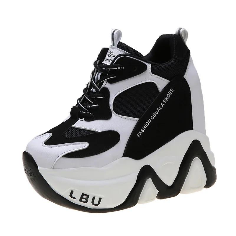 Pantofi de damă la modă cu platformă înaltă Pantofi noi respirabili pentru femei care măresc înălțimea 12 CM Talpă groasă Adidași Adidași Femeie Pantofi casual