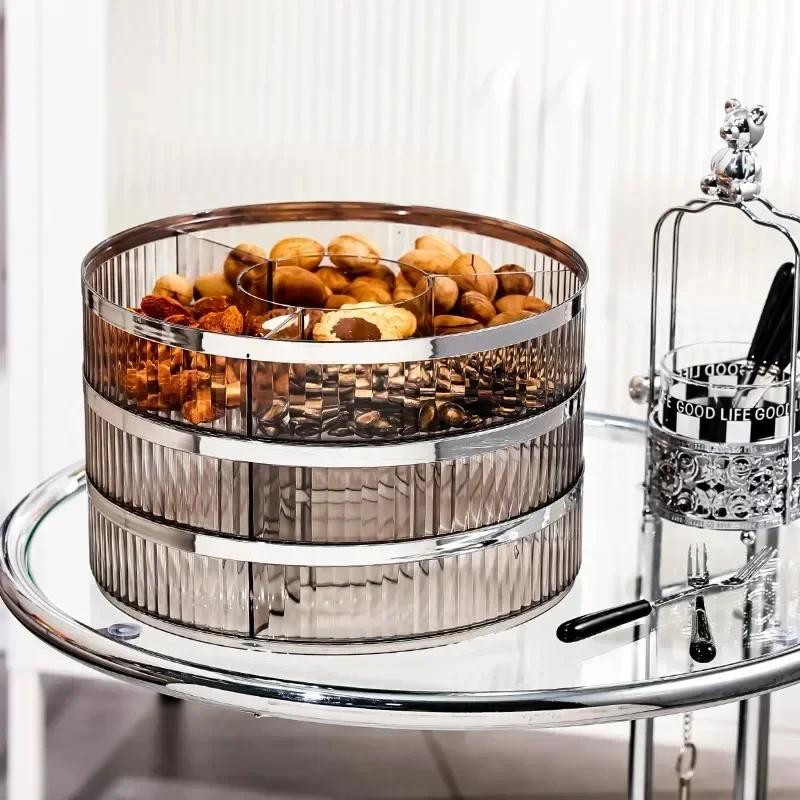 Snack Obst Unterteilter Teller Box Serviertablett Ständer mit Deckel Süßigkeitenplatte Fach Aufbewahrung Lebensmittel Nüsse Trockenfrüchte Kunststoffschale