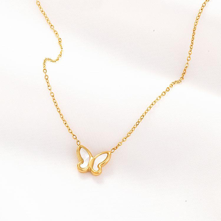 Butterfly Shell Pendant Necklace - Elegant, Non-fading, Versatile Design for Women