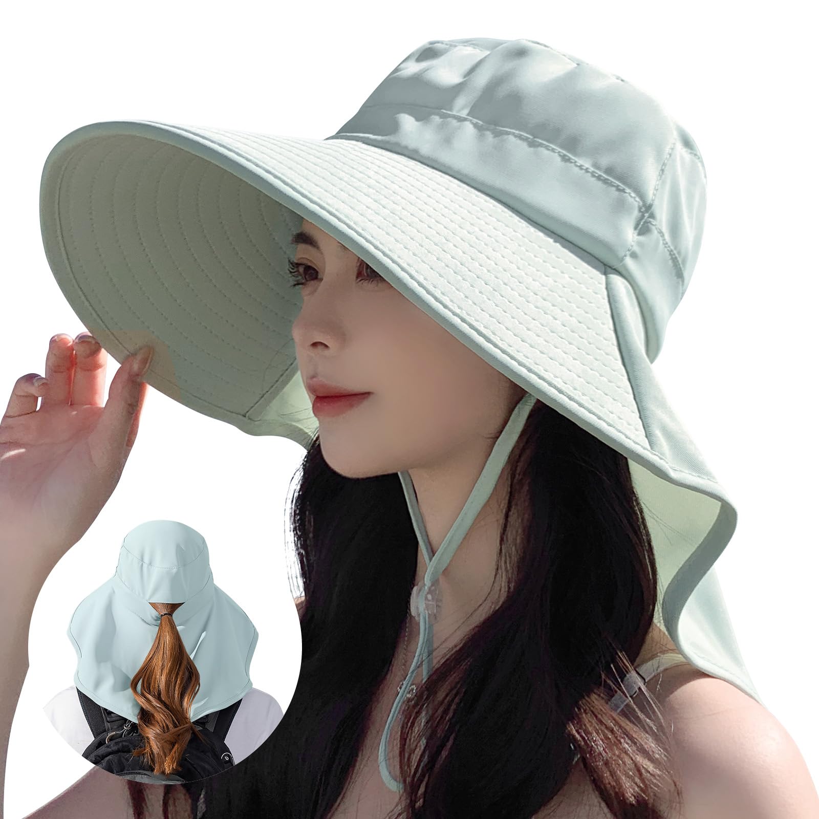 

UV Protection Hat for Women Extra Wide UV Neck Cooling Complete Sun Sunburn UV Slimming Sun UV Protection Chin Suitable for Farming Free Light светло-зеленый