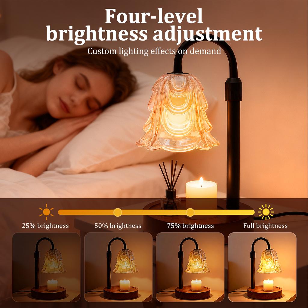 Candle Warmer Lamp 4 Speed Dimmable Flower Lamp Warmer with Timer and Height Adjustable Base for Office Bedroom Home Decoration