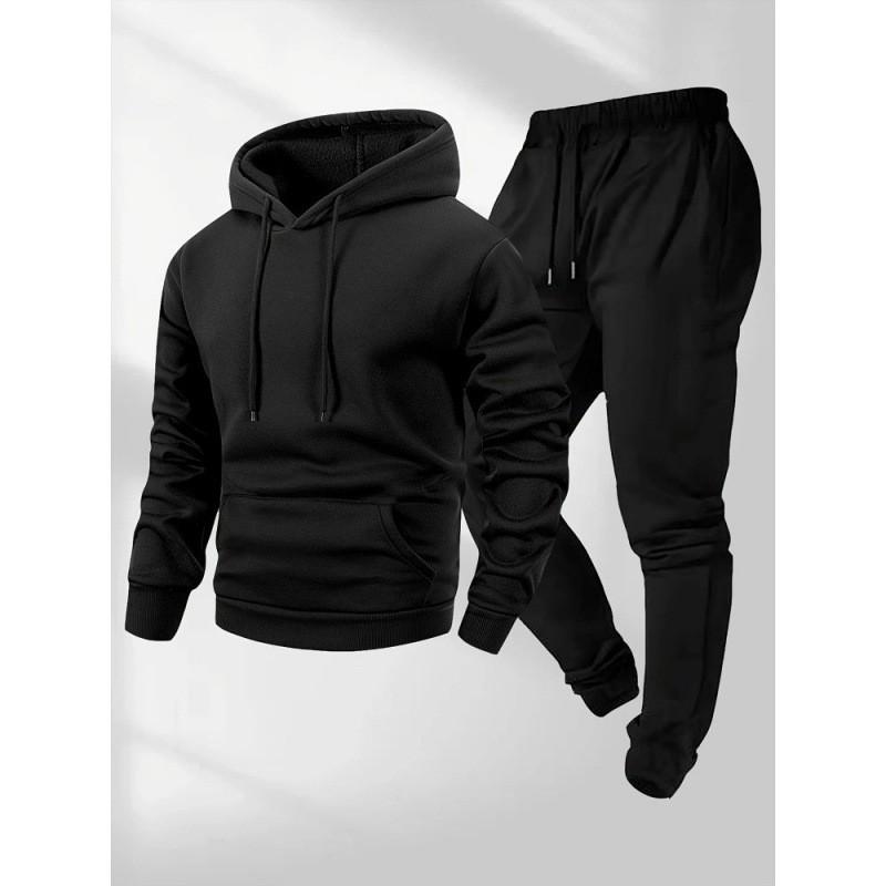 Mens Casual Sport Hoodie Set Loose Fit Long Sleeve Cotton Blend Tracksuit