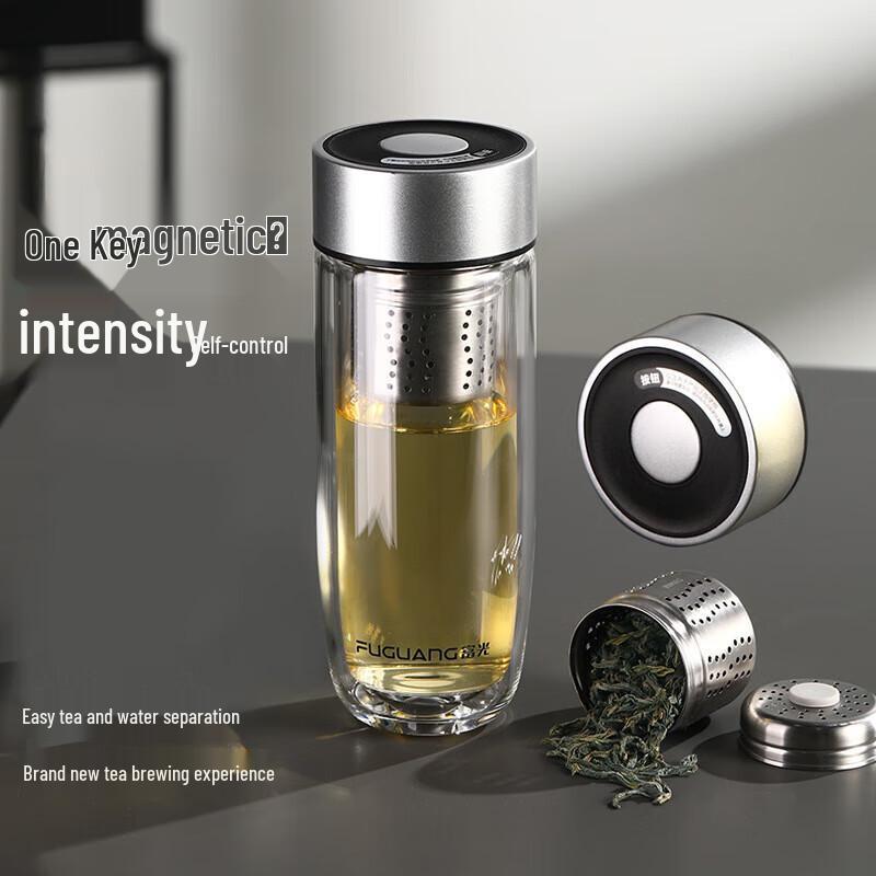 Fuguang G2204 Insulated Double-Wall Glass Tea Tumbler with Infuser